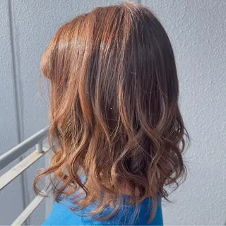 セミロング カラー ヘアアレンジ なつき/艶ピンク/ girly hairのヘアスタイル