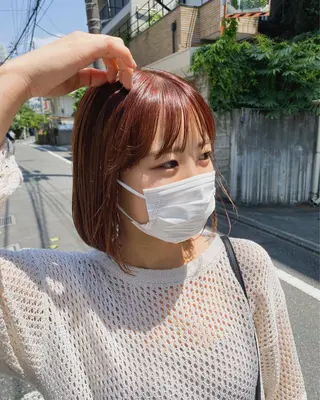 ショート カラー yumeka🩶ボブ 暖色/透け感カラーのヘアスタイル