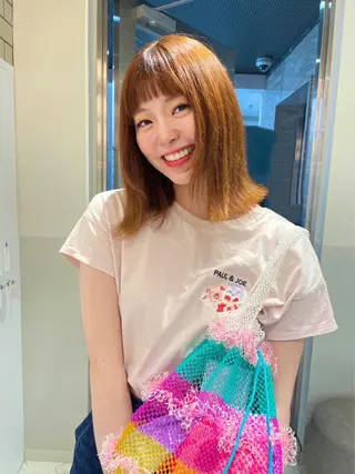 ミディアム カラー ヘアアレンジ satsuki 暖色・ブラウンカラーのヘアスタイル