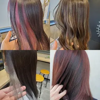 セミロング カラー メンズ キッズ ブリーチ+髪質改善 縮毛矯正/佐伯 駿のヘアスタイル