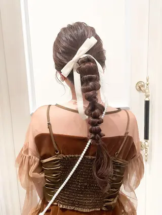 ヘアアレンジ ミディアム/顔周り/ ベージュ🌼mayuのヘアスタイル