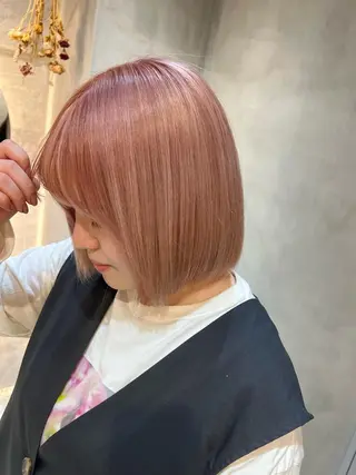 ショート カラー ボブ/巻ける縮毛矯正 /韓国レイヤーはなのヘアスタイル