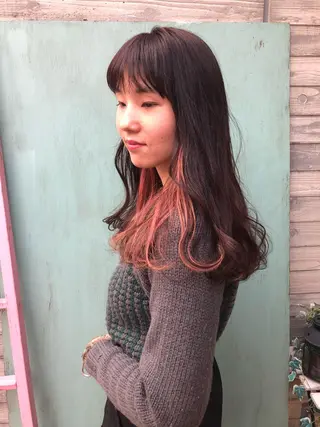 ロング カラー パーマ ヘアアレンジ 藤井 菜緒のヘアスタイル