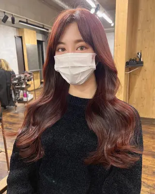 ロング カラー パーマ ヘアアレンジ メンズ キッズ ネイル マツエク・マツパ アイブロウ レイヤー/顔周り 韓国ヘア森田和貴のヘアスタイル