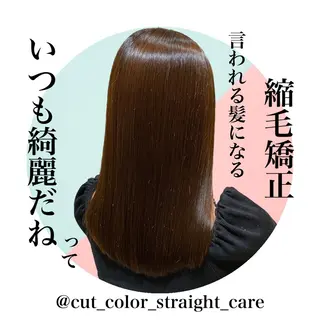 セミロング カラー パーマ 酸性縮毛矯正/ ホッタケイシのヘアスタイル