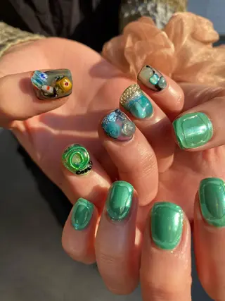 ミディアム カラー パーマ ヘアアレンジ メンズ キッズ ネイル viewstokyo所属・mana 暖色カラーカットのヘアスタイル