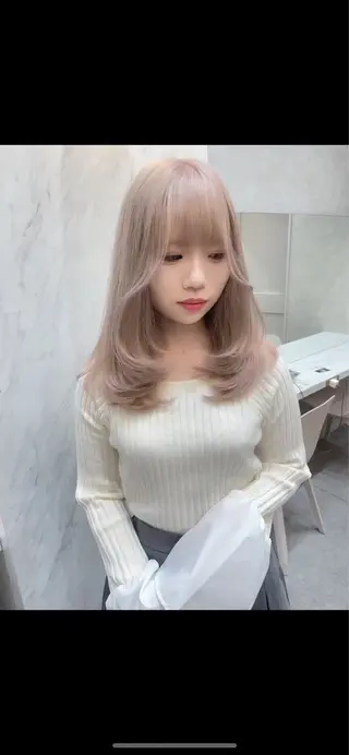 セミロング カラー ダブルカラー 韓国ヘアKYONのヘアスタイル