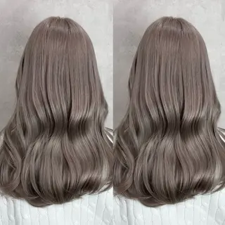セミロング カラー 💎色落ち綺麗に白肌 ラベンダー💎りんのヘアスタイル