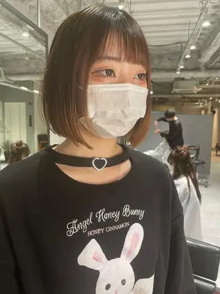 ショート 美髪矯正/艶カラー ボブ/栄/鐘ヶ江純也のヘアスタイル