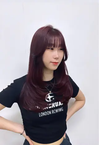 ロング カラー ヘアアレンジ 酸性縮毛矯正🧴韓国 レイヤー/髪質改善のヘアスタイル