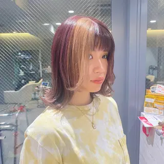 ミディアム カラー ブリーチなしカラー RURI🩵のヘアスタイル