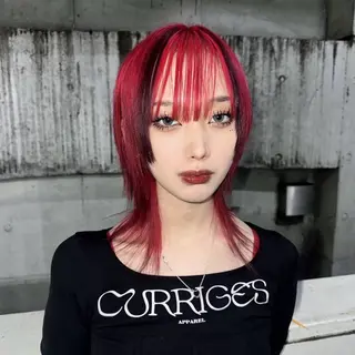 ミディアム カラー ハイトーン/ウルフ /エクステ/ましろのヘアスタイル