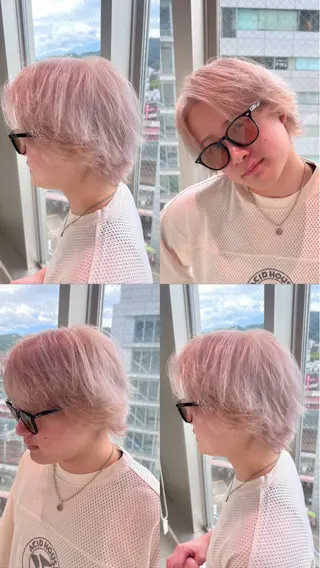 ショート メンズ 艶ハイトーン🔆 ️️️安座間 希のヘアスタイル