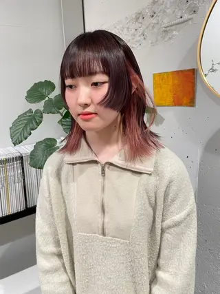 セミロング カラー ウルフ/似合わせ レイヤー/RIHOのヘアスタイル