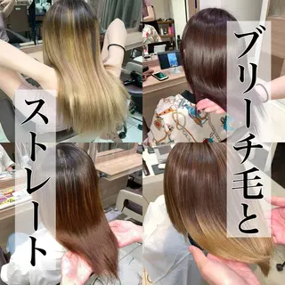 セミロング パーマ 学割 悟 韓国風艶髪縮毛矯正のヘアスタイル