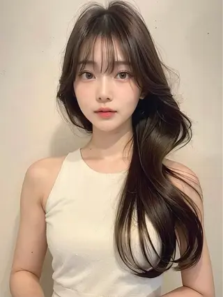 ロング カラー 🩵髪質改善🩵 韓国ヘア🩵花澤みりのヘアスタイル