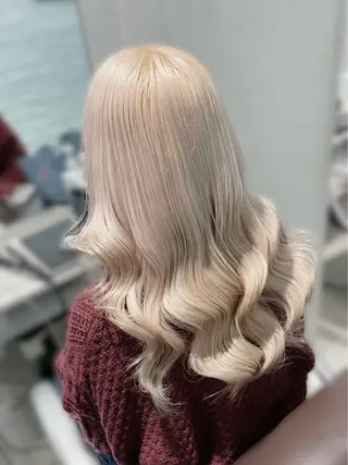 セミロング カラー パーマ ヘアアレンジ メンズ キッズ レイヤー×ハイトーン / mihana🪐のヘアスタイル