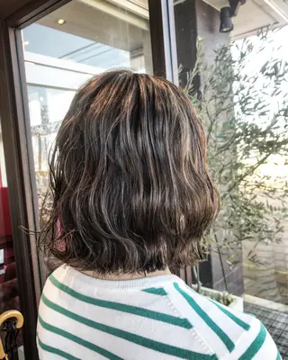 ミディアム カラー パーマ EARTH長岡店🩵 石原莉穂のヘアスタイル
