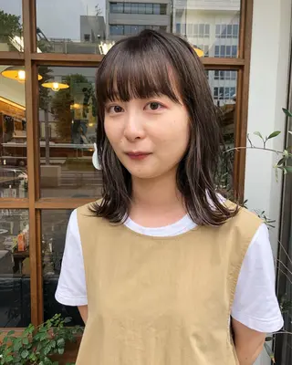 ミディアム クロスパーマ× 透明感カラー✂︎のヘアスタイル