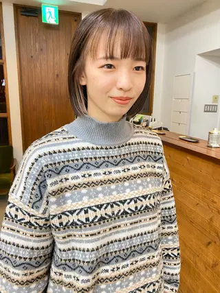 ミディアム カラー クロスパーマ× 透明感カラー✂︎のヘアスタイル