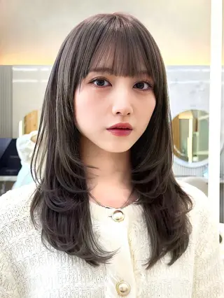 セミロング カラー 顔周り特化/韓国ヘア /レイヤー/吉野幸大のヘアスタイル