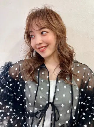 セミロング カラー 韓国ヘア 🎀華澄のヘアスタイル