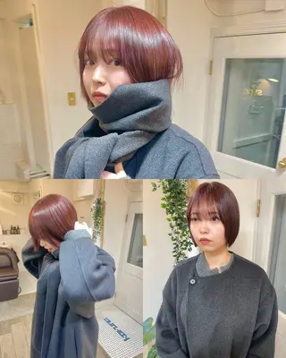 ショート ブリーチなしで透け感 暖色カラーボブaoiのヘアスタイル