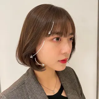 ミディアム カラー パーマ 垢抜けヘア 韓国ヘア銀座近下菜央のヘアスタイル