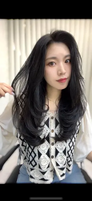 ロング カラー 韓国ヘア♡ 顔まわりカットayaのヘアスタイル