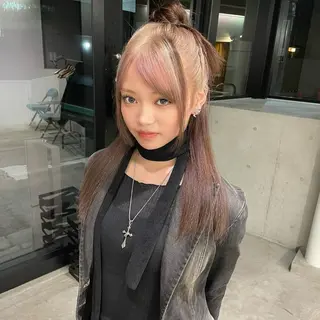 セミロング カラー ヘアアレンジ Mizobe misakiのヘアスタイル