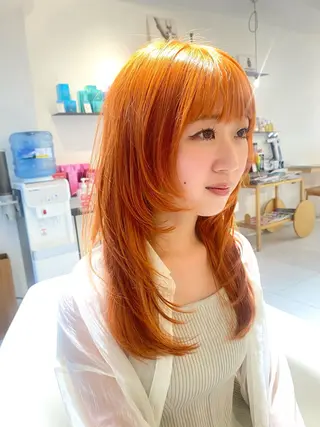 セミロング カラー 安永 涼のヘアスタイル