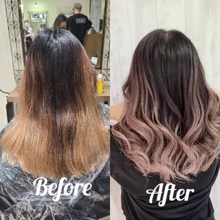 セミロング カラー cherie所属・バレイヤージュ/ ハイライト/大内格のヘアスタイル