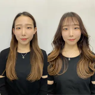 ロング ハイライト、レイヤー カット/西梅田/中西のヘアスタイル