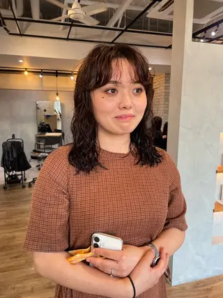 ミディアム パーマ Basis 田口豪司のヘアスタイル