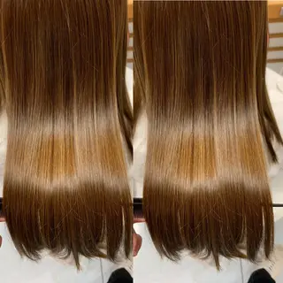セミロング カラー 髪質改善/縮毛矯正 /ブリーチ矯正/岡部のヘアスタイル