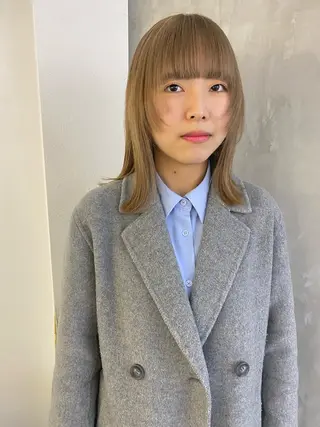 ミディアム カラー 森貴裕/ベージュ/ パーマ/オリーブのヘアスタイル