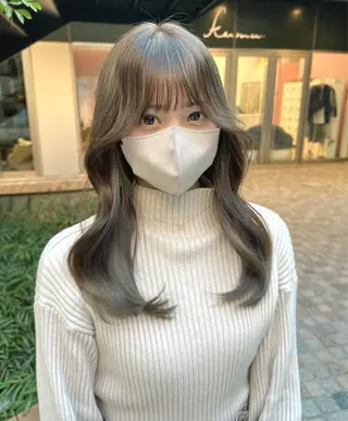 ロング カラー 顔周り似合わせ・巻け るレイヤー水谷航大のヘアスタイル