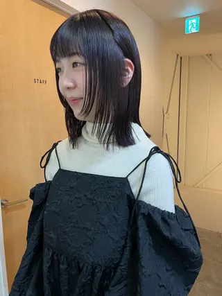 セミロング カラー 水野谷愛/ハイトーン カラー/カラーモデルのヘアスタイル