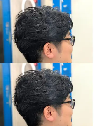 メンズ パーマ セミディレイヤー/ メンズパーマえのもとのヘアスタイル
