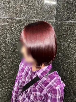 ショート カラー ワインレッド🍒ラベ ンダーKiyokaのヘアスタイル