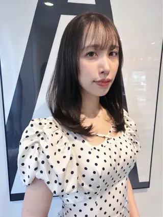 ミディアム カラー ワンホン/韓国ヘア 🤍amiのヘアスタイル