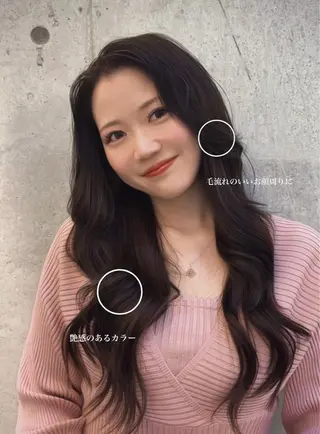 ロング 透け感カラー 顔周り/neneのヘアスタイル