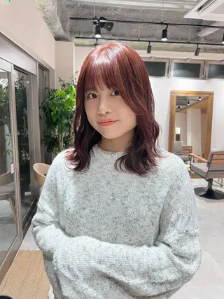 ミディアム カラー 🌟小顔カット🌟 レイヤーカットボブのヘアスタイル