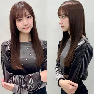ロング カラー 学割🍒韓国風カット 縮毛矯正市川悟のヘアスタイル