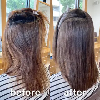 ミディアム カラー パーマ KIZU 髪質改善 オカルト怪談のヘアスタイル