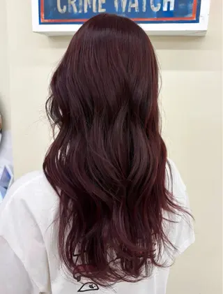 ロング カラー aku💞韓国風🩷 ピンクカラー🎀🩷のヘアスタイル