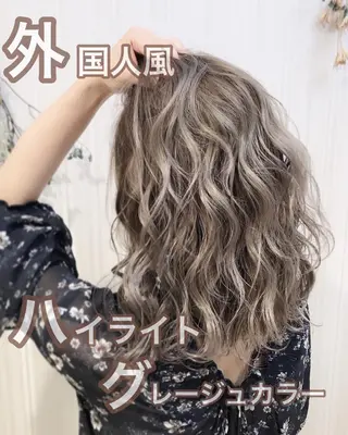 セミロング カラー ハイトーン/ブリーチ 山崎 悠次のヘアスタイル