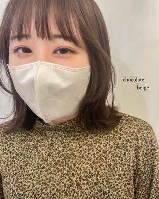 ミディアム カラー ボブ ブリーチ/miinaのヘアスタイル