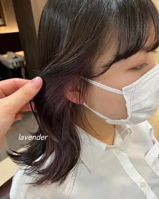 ミディアム ぷつっとボブ/ちゅる ピンク/mika☆のヘアスタイル