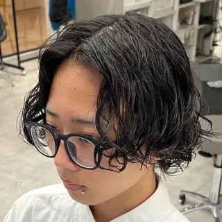 ミディアム パーマ メンズ メンズパーマ/波巻き 新潟/万代/夏芽🎀のヘアスタイル